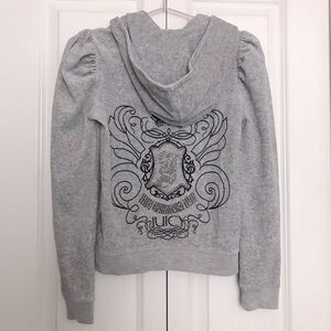 Vintage Juicy Couture Velour Zip-up Hoodie with Crystal Embellished Emblem